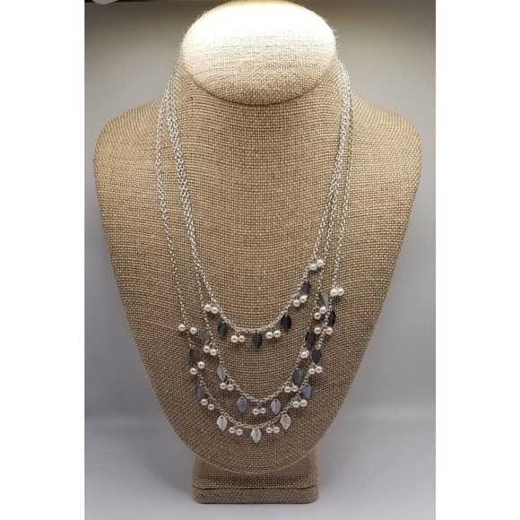 Premier Designs Multi Layer Silver Plated Necklace - Picture 1 of 8